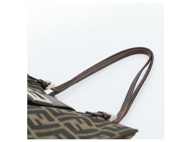 FENDI Zucca Canvas Mamma Baguette Tote Bag Black Brown Auth 183898 Marrone Nero - vista 14