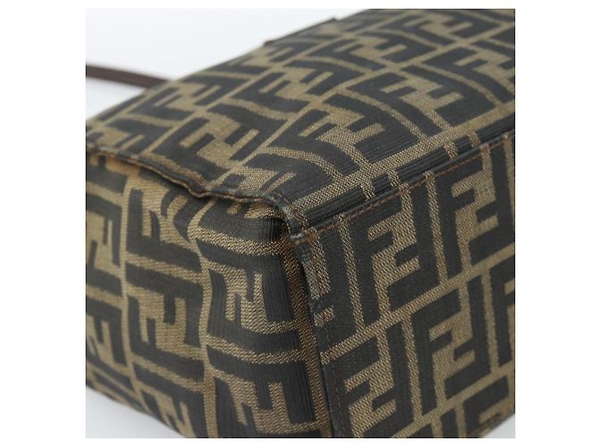 FENDI Zucca Canvas Mamma Baguette Tote Bag Black Brown Auth 183898 Marrone Nero - vista 15