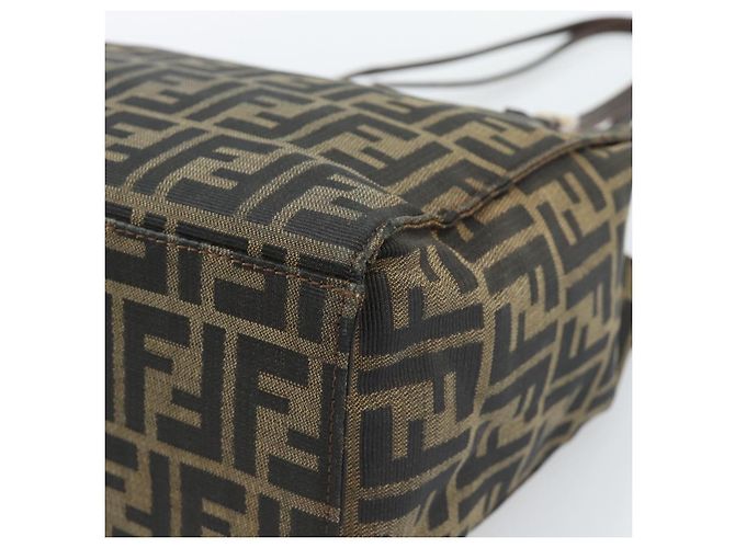 FENDI Zucca Canvas Mamma Baguette Tote Bag Black Brown Auth 183898 Marrone Nero - vista 16