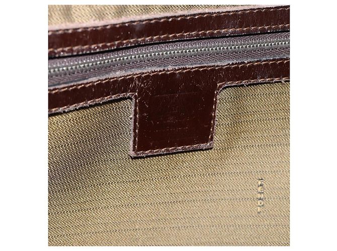 FENDI Zucca Canvas Mamma Baguette Tote Bag Black Brown Auth 183898 Marrone Nero - vista 18