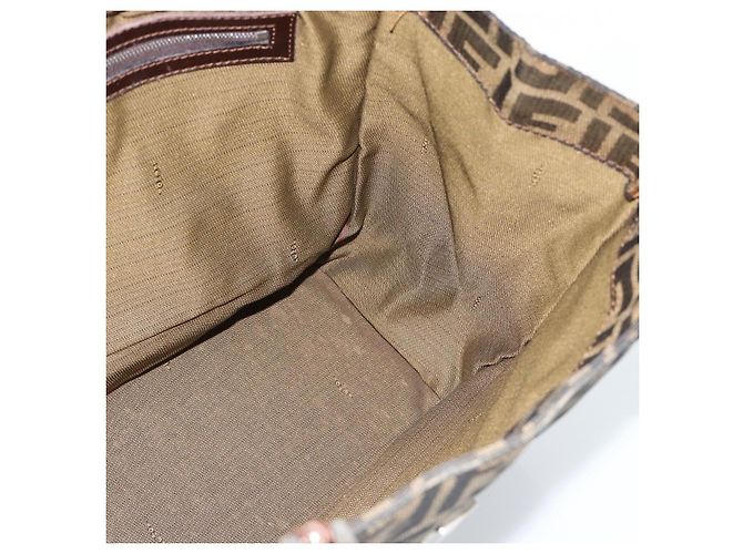 FENDI Zucca Canvas Mamma Baguette Tote Bag Black Brown Auth 183898 Marrone Nero - vista 19