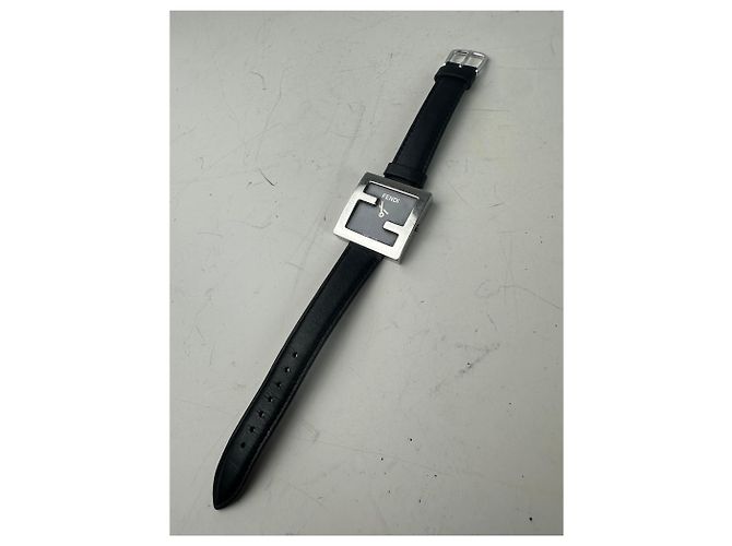 Orologio Vintage Fendi con Cinturino in Pelle Nero Argento - vista 10