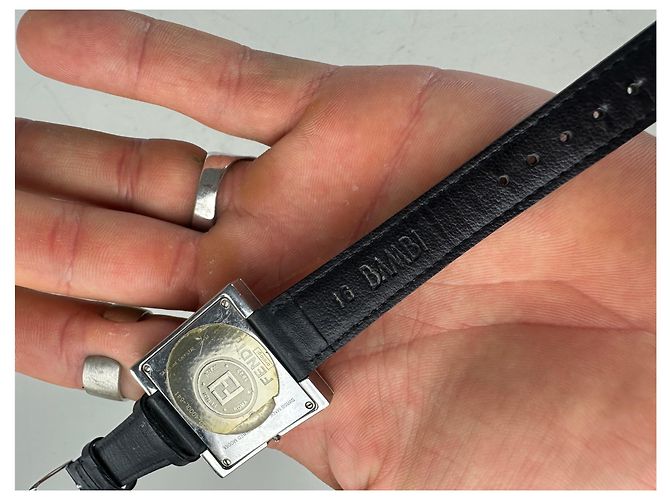 Orologio Vintage Fendi con Cinturino in Pelle Nero Argento - vista 9