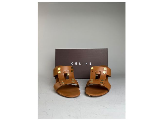 Céline Vintage Celine Leder-Sandaletten mit Absatz Tan EU36.5 Kamel - Ansicht 2