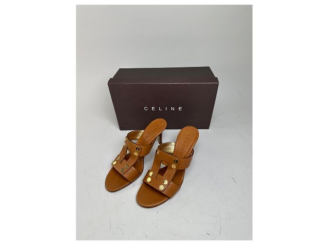 Céline Vintage Celine Leder-Sandaletten mit Absatz Tan EU36.5 Kamel - Ansicht 3