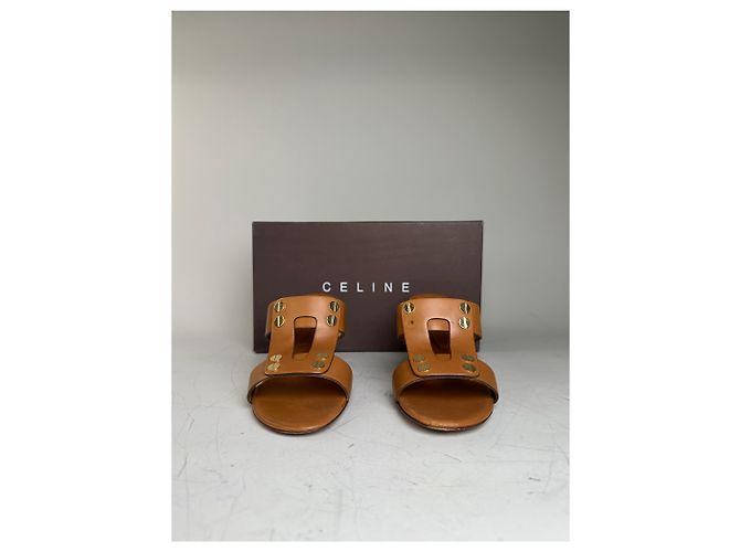 Céline Vintage Celine Leder-Sandaletten mit Absatz Tan EU36.5 Kamel - Ansicht 4