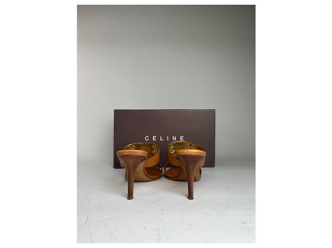 Céline Vintage Celine Leder-Sandaletten mit Absatz Tan EU36.5 Kamel - Ansicht 5