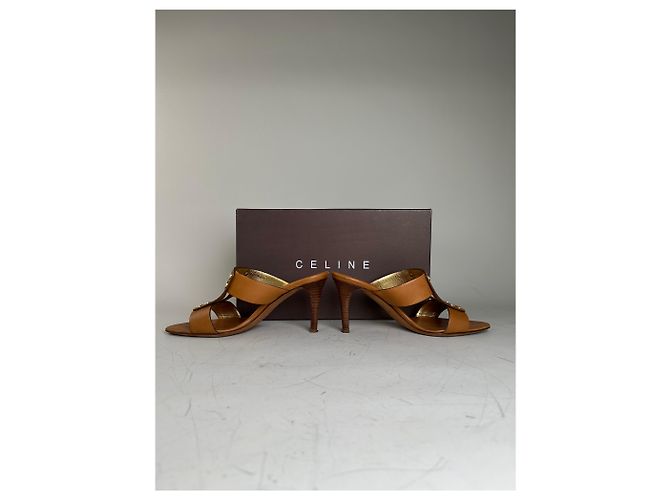 Céline Vintage Celine Leder-Sandaletten mit Absatz Tan EU36.5 Kamel - Ansicht 6