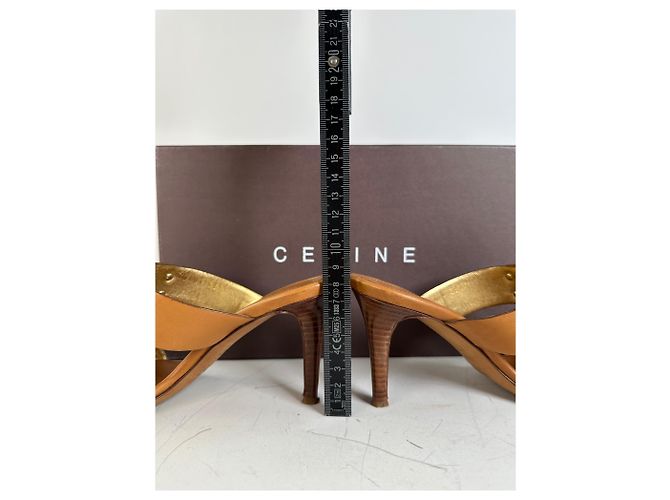 Céline Vintage Celine Leder-Sandaletten mit Absatz Tan EU36.5 Kamel - Ansicht 7