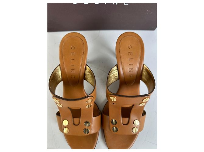 Céline Vintage Celine Leder-Sandaletten mit Absatz Tan EU36.5 Kamel - Ansicht 8