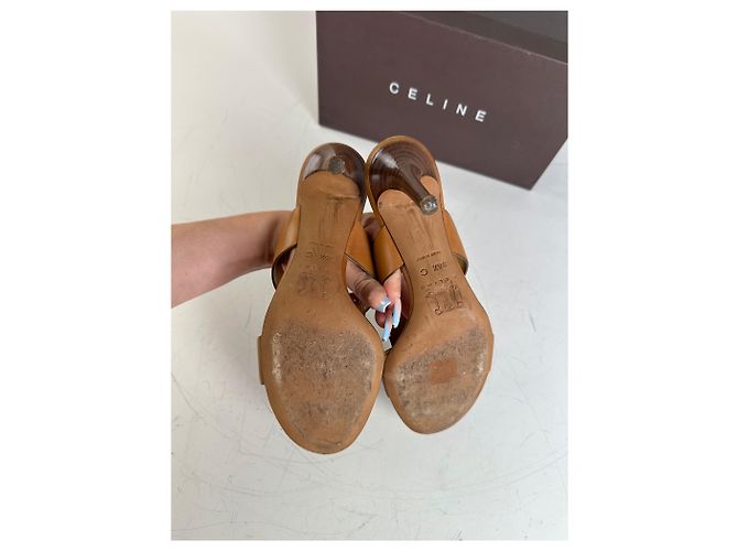 Céline Vintage Celine Leder-Sandaletten mit Absatz Tan EU36.5 Kamel - Ansicht 9