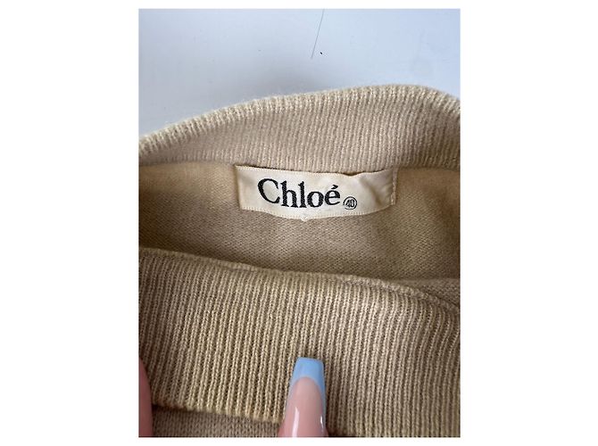 Vintage Chloé Kaschmir-Kurzarmpullover Beige L - Ansicht 7