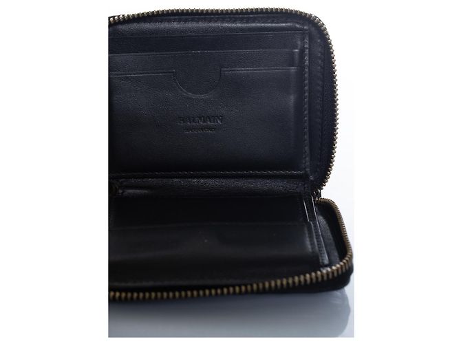 Balmain, black leather zip around wallet - view 5
