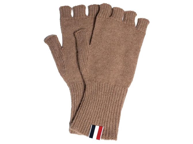 Thom Browne, fingerlose Handschuhe braun - Ansicht 3