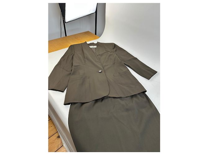 Chloé Vintage Chloe Woll-Set mit Blazer Dunkeloliv M Grün - Ansicht 7