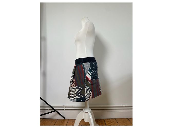 Chloé Gonna in cotone patchwork vintage Chloe Blu navy Rosso Verde Bianco - vista 2