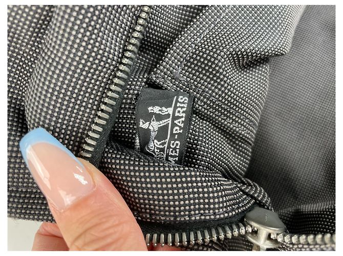Market Hermès Tote in tela vintage Hermes Navy Grey Silver Snap primi anni 2000 Blu navy - vista 5