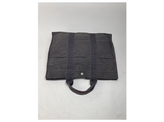 Market Hermès Tote in tela vintage Hermes Navy Grey Silver Snap primi anni 2000 Blu navy - vista 7