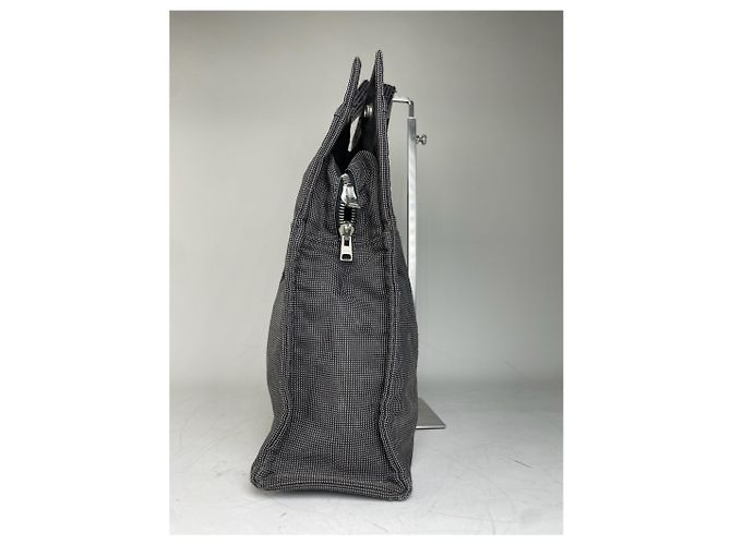 Market Hermès Tote in tela vintage Hermes Navy Grey Silver Snap primi anni 2000 Blu navy - vista 8
