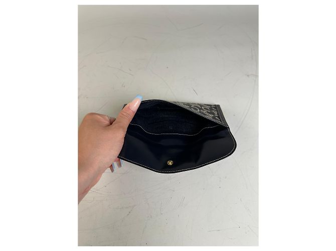 Edge Céline Vintage Celine C Monogram Canvas Wallet Navy Grey Gold Navy blue - view 7
