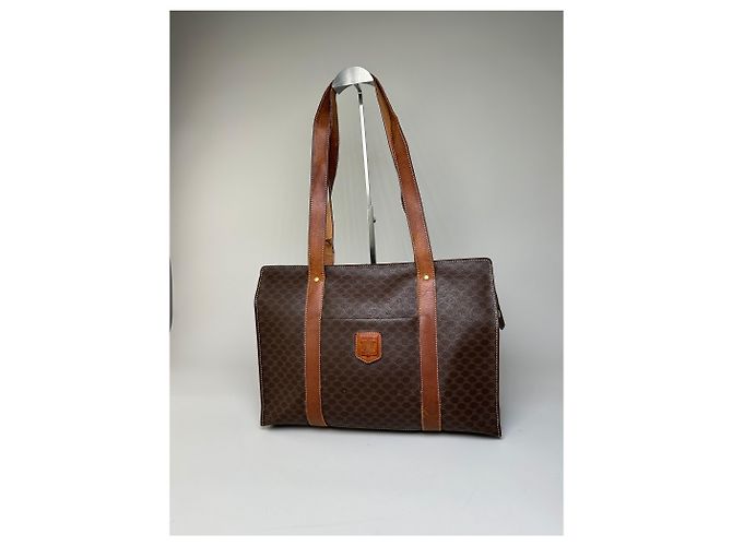 Céline Vintage Celine Macadam Canvas Tote Braun Tan Gold - Ansicht 13