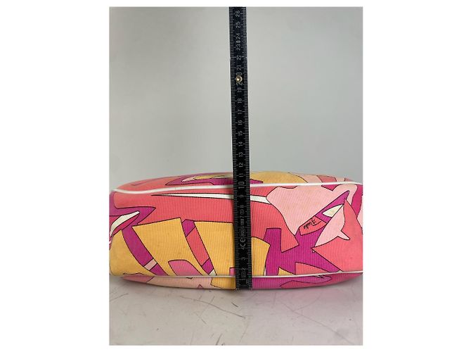 Tote in tela vintage Emilio Pucci Rosa Arancione Giallo Argento - vista 13