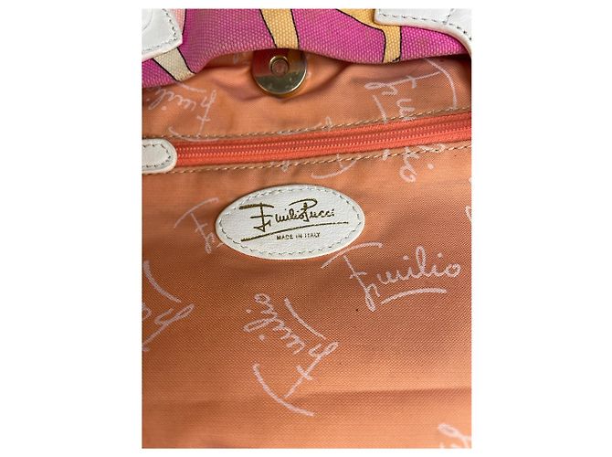 Tote in tela vintage Emilio Pucci Rosa Arancione Giallo Argento - vista 3