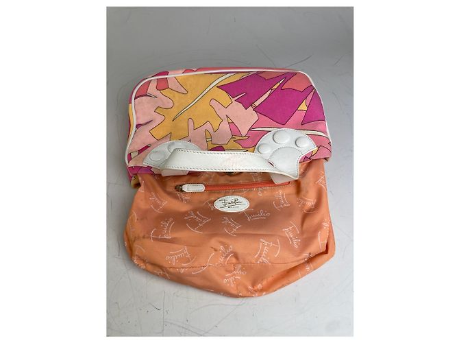 Tote in tela vintage Emilio Pucci Rosa Arancione Giallo Argento - vista 4