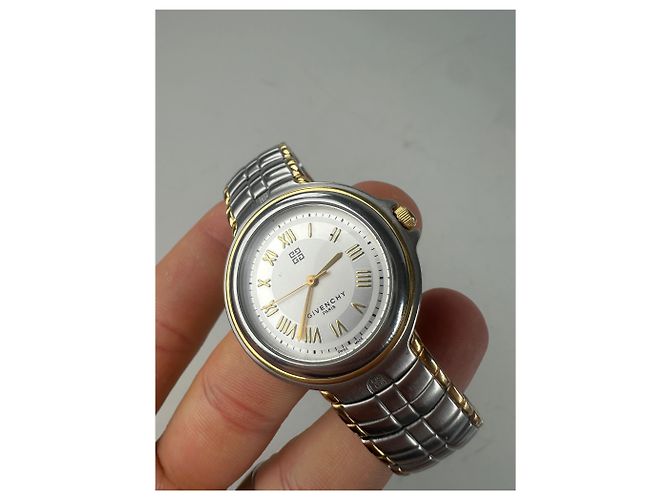 Vintage Givenchy Armbanduhr aus Edelstahl Silber Gold - Ansicht 3