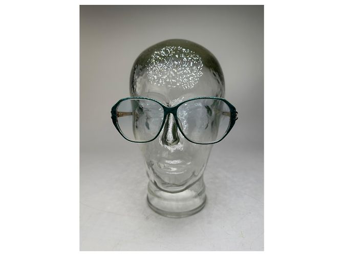 Céline Vintage Celine Acetat-Brille Teal Gold Early 2000s Blau - Ansicht 11