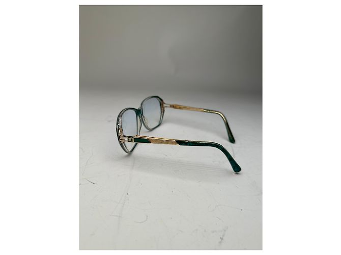 Céline Vintage Celine Acetat-Brille Teal Gold Early 2000s Blau - Ansicht 4