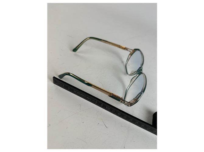 Céline Vintage Celine Acetat-Brille Teal Gold Early 2000s Blau - Ansicht 7