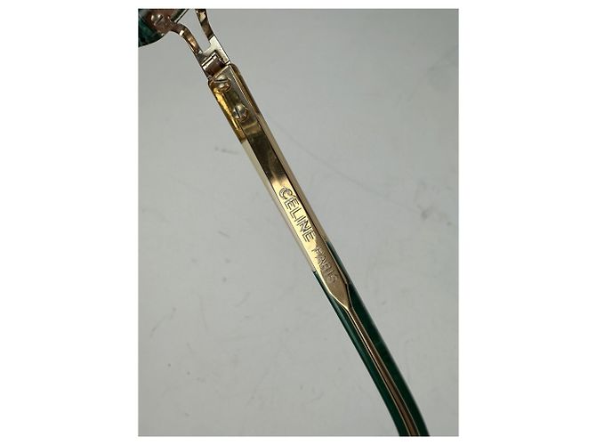 Céline Vintage Celine Acetat-Brille Teal Gold Early 2000s Blau - Ansicht 9