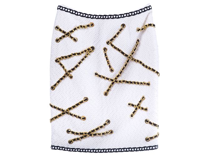 Falda Moschino Resort White Gold Chain Blanco - vista 3