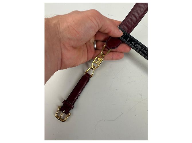 Céline Vintage Celine Leather Shoulder Strap Black Burgundy Gold - view 10