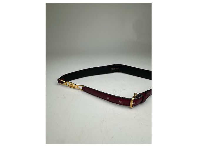 Céline Vintage Celine Leather Shoulder Strap Black Burgundy Gold - view 4