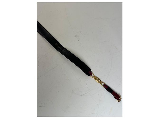 Céline Vintage Celine Leather Shoulder Strap Black Burgundy Gold - view 5