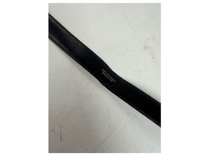 Céline Vintage Celine Leather Shoulder Strap Black Burgundy Gold - view 6