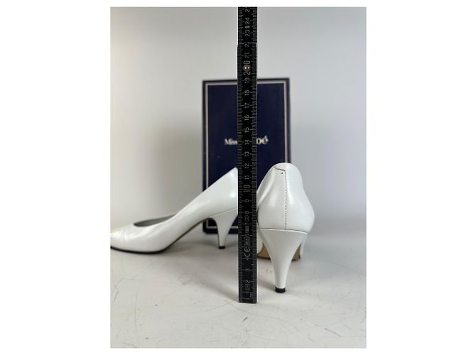 Chloé Vintage Chloe Leder-Absatzschuhe Creme Weiß Silber EU35.5 - Ansicht 7