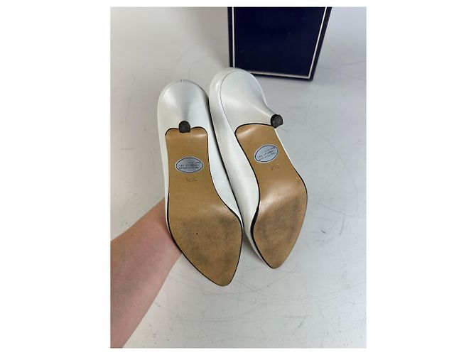 Chloé Vintage Chloe Leder-Absatzschuhe Creme Weiß Silber EU35.5 - Ansicht 9
