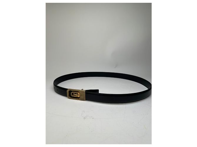 Céline Vintage Celine Ledergürtel Schwarz Goldene Schnalle - Ansicht 10