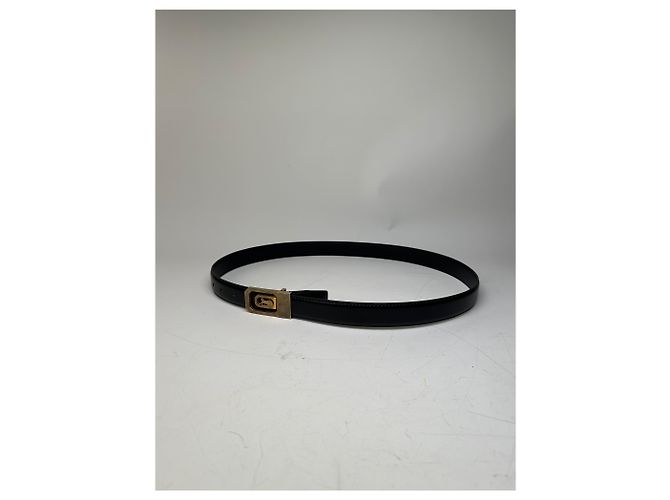 Céline Vintage Celine Ledergürtel Schwarz Goldene Schnalle - Ansicht 6