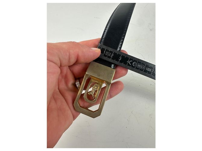 Céline Vintage Celine Ledergürtel Schwarz Goldene Schnalle - Ansicht 9