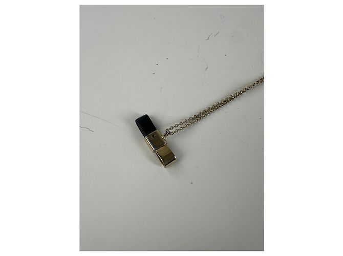 Collana Vintage Chloé con dettagli in pelle Oro Nero D'oro - vista 9