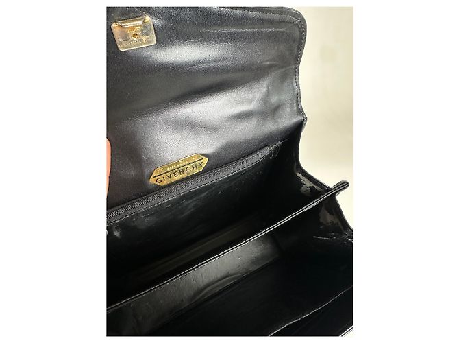 Vintage Givenchy strukturierte Lederhandtasche Schwarz Gold - Ansicht 5