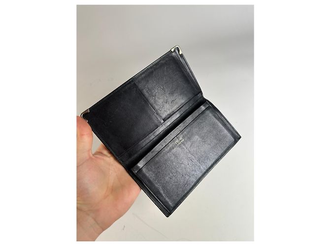 Céline Vintage Celine Leather Wallet Black Gold - view 4