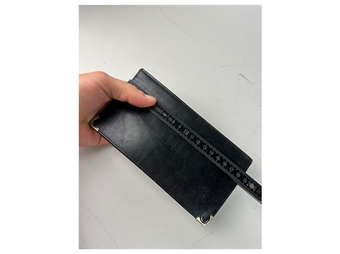 Céline Vintage Celine Leather Wallet Black Gold - view 7