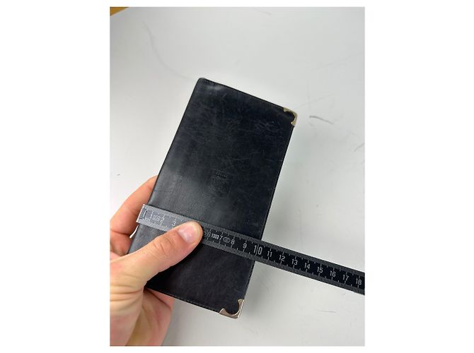 Céline Vintage Celine Leather Wallet Black Gold - view 8
