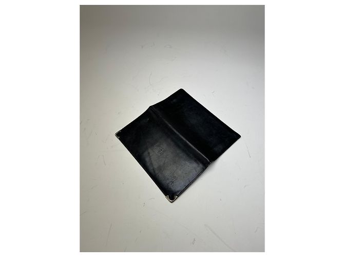 Céline Vintage Celine Leather Wallet Black Gold - view 9