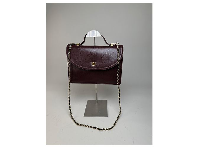 Vintage Givenchy Leder Schultertasche Burgund Goldkette Early 2000s Bordeaux - Ansicht 14